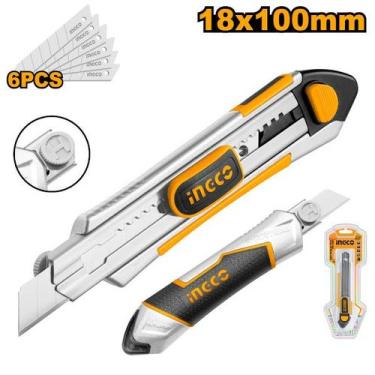 Imagem de Estilete Industrial Em Alumínio Com 6 Lâminas INGCO