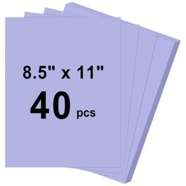 Imagem de Cartolina de 40 folhas, 8,5 x 11, 29,5 kg, papel-cartão roxo claro, papel de construção, papel grosso de 180 g/m² para impressão, pintura, confecção de cartões, material escolar infantil, decorações