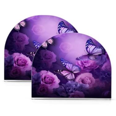 Imagem de Wassud Porta-guardanapos de acrílico borboleta, dispensador de guardanapos de papel moderno em forma de U para mesa, cozinha, sala de jantar, bancada 2 peças (comporta 50-60 guardanapos)