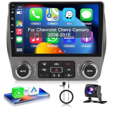 Imagem de Rádio estéreo 4 + 64 G para Chevrolet Chevy Camaro 2008-2015 Android com carro sem fio CarPlay Android Auto, tela sensível ao toque IPS de 9 polegadas, estéreo BT5.0, GPS, WiFi, SWC, 59UI, 32EQ AI DSP