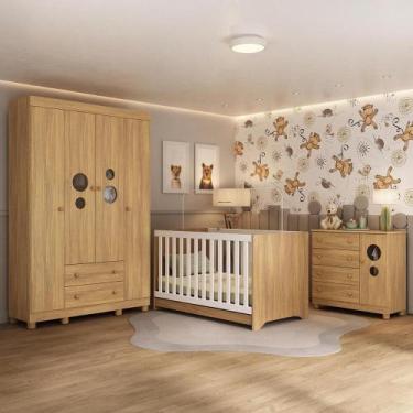 Imagem de Quarto De Bebê Completo Com Berço Americano 3 Em 1 Bombom Multimóveis 