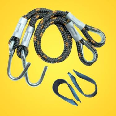 Imagem de Corda Cabo Extensor Alongador mais Protetor de punho | Rede De Descanso e Dormir | (KIT Corda 60cm + Protetor de Punho) | 5 PONTOS@ (Chumbo com Dourado)