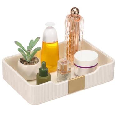 Imagem de Bandeja decorativa de couro PU, organizador de mesa, bandeja decorativa pequena de luxo, bandeja decorativa à prova de arranhões para controle remoto, chaves, telefone, carteira, relógio, joias