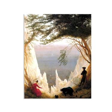 Imagem de ZUJGHSJG Penhascos de giz em Rügen por Caspar David Friedrich Impressões em tela Well Decor The World Classic Art Reproduções de arte grande giclee arte de parede para sala de estar decoração de casa