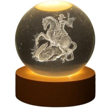 Imagem de Luminária de Mesa Devocional São Jorge 6cm – Luz de Fé e Coragem com LED, Símbolo de Proteção Espiritual e Força para Oratórios e Decoração Religiosa Premium