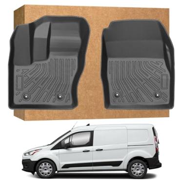 Imagem de Tapetes para Ford Transit Connect 2014-2021, TPE impermeável, antiderrapante, proteção para todos os climas, conjunto de forros de piso da fileira da frente, preto