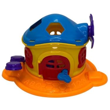 Imagem de Casinha de Formato, Colorido, Polipropileno, 26x16cm, com Peças de Encaixe e Cata-Vento, Desenvolvimento Motor