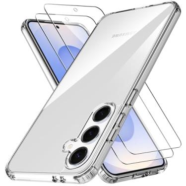 Imagem de Anoowkoa Capa transparente para Samsung Galaxy S26 Pro com 2 protetores de tela de vidro temperado. [Proteção de grau militar] Traseira fina transparente antiarranhões para S26 Pro. Transparente
