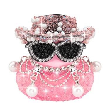 Imagem de wonuu Diamond Rubber Duck Car Dashboard Decorations Car Ornaments for Cool Car Accessories Pearl Necklaces, Layered-Pink
