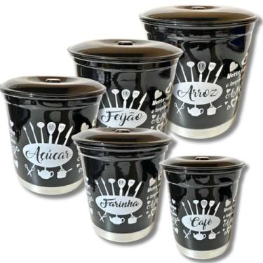 Imagem de Jogo Mantimentos Pote Decorado Alumínio Color 5 Peças