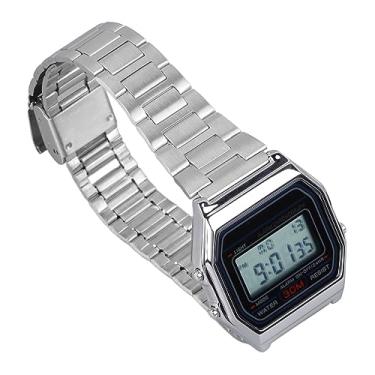 Imagem de ZJchao Relógio Digital Vintage à Prova D'água Luminosa Pulseira de Aço Inoxidável Relógio de Pulso Masculino Prata para Negócios Casual Design Elegante e Leve