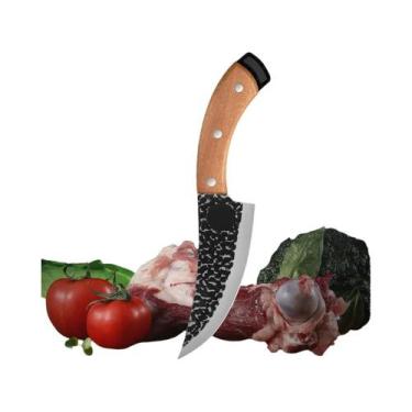 Imagem de Faca De Cozinha Profissional Artesanal Forjada, Cutelo De Açougueiro, 