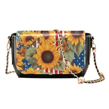 Imagem de GAIGEO Lindas bolsas transversais de couro joaninha vermelha, bolsas transversais para mulheres médias, Girassol americano, One Size