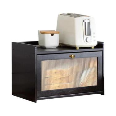 Imagem de Caixa De Pão De Bambu De Grande Capacidade Com Porta De Acrílico, Orga