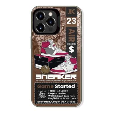 Imagem de Cairiocoin Capa de telefone da marca de calçados esportivos compatível com iPhone 16 Pro Max de 6,9 polegadas, tênis clássicos Cool Ins Off etiqueta branca ou preta estética antiderrapante à prova de
