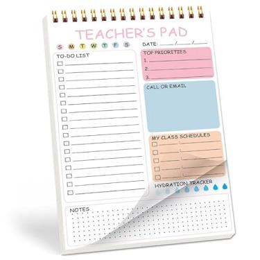 Imagem de Bloco de planejamento do professor - Caderno de agenda diária, agenda pessoal e de organização do trabalho para educadores (rosa)