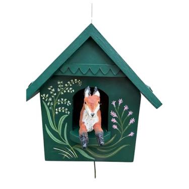 Imagem de Arte cinética caprichosa decoração de parede de casa de pássaro, casa de pássaro de bétula, arte de parede de jardim ao ar livre, decoração de pássaros para casa, dê vida às suas paredes com esta casa