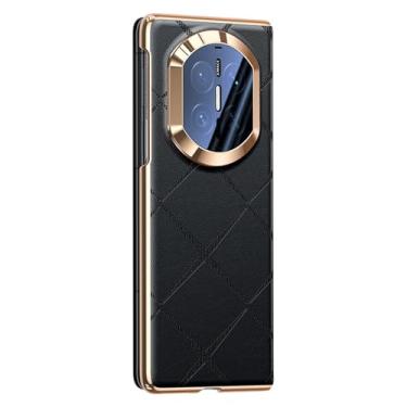 Imagem de POYUFRG Capa fina para Huawei Mate X7, capa flip magnética de couro com revestimento de luxo para janela de visualização inteligente, suporte para carregamento sem fio, preta, Mate X7