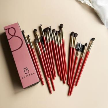 Imagem de Conjunto de pincéis de maquiagem vermelho-dourado com 21 peças | Pincéis de cerdas macias para blush e sombra de nariz com bolsa de armazenamento 22-5