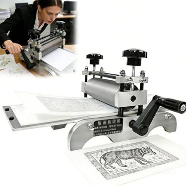 Imagem de Prensa de gravura manual, máquina de gravura de mesa 31 * 17CM com elevador de parafuso espiral para impressão em papel, xilogravura e chapa de cobre, máquina de gravura manual com rolo de metal re