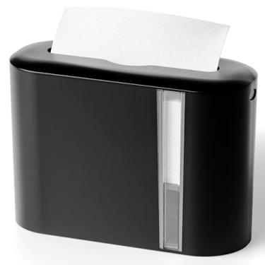 Imagem de Yieach Dispensador de toalha de papel sem toque para bancada, casa, banheiro e cozinha, dispensador de toalha de papel multifuncional comercial preto para dobra Z, dobrado, três dobras, guardanapo