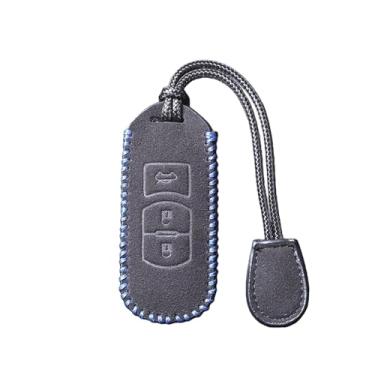 Imagem de Capa de couro para chave de carro compatível com Mazda 2 3 6 Axela Atenza CX-5 CX5 CX-3 CX-7 CX8 CX-9 2016 2017 2018 Smart 2/3 Botões Bolsa automática(YY-FMP-020-3-BLUE)
