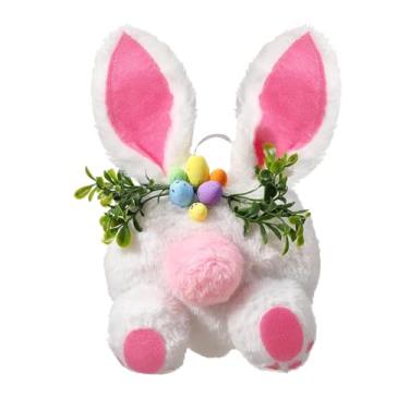 Imagem de Decoração de coelho de pelúcia de coelho da Páscoa com ovos de eucalipto, recheio de cesta, lareira fácil de pendurar e decoração de primavera (rosa)