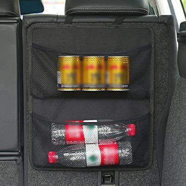 Imagem de Organizador de Porta-Malas Carro Bolsa Armazenamento Suspensa no Banco Traseiro Alta Capacidade com Cintos Fivela - Fita 2 Grandes Bolsos Malha Econom