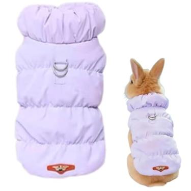 Imagem de Roupas de coelho para animais de estimação, casaco de inverno forrado com lã espessa, jaqueta fofa e quente, adequada para coelhos, gatinhos, filhotes e outros animais de estimação pequenos (roxo