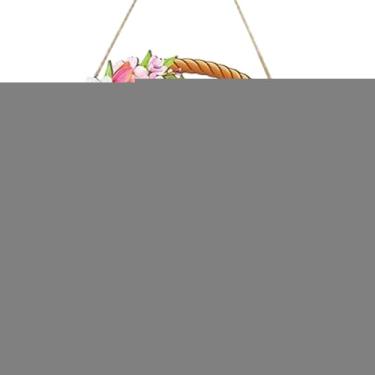 Imagem de Generic Placa de madeira para pendurar com tema de Páscoa, decoração de Páscoa para porta, parede, jardim, escritório, quintal ou janela, Flores