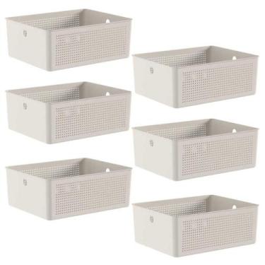 Imagem de 6x Cesto Organizador Ou Bege 12 Litros 13cm X 27cm X 34cm