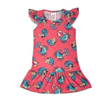 Imagem de Vestido Infantil Carangueijos Rosa - Bene Tex, 12, Rosa