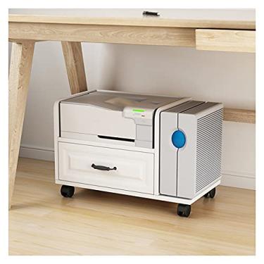 Imagem de SFOIMO Suporte de impressora de chão, suporte de impressora para organizador de espaço como prateleira de armazenamento, com 4 rodas, suporte de impressora organizador de mesa (branco)