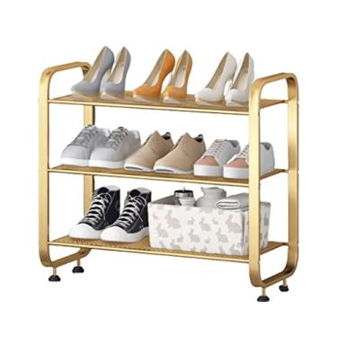 Imagem de Lss9azznmm Sapateira, sapateira, suporte de sapato, simples, retrô, três camadas, prateleira de metal, economia de espaço, organizador de armazenamento de sapatos, estável, durável, estrela da luz ()