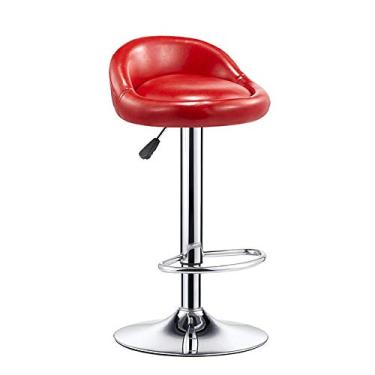 Imagem de AkosOL Banqueta de bar moderna de altura ajustável, banco de bar com altura de balcão, com encosto e apoio para os pés, couro PU, banco giratório de altura do balcão, para sala de estar e cozinha