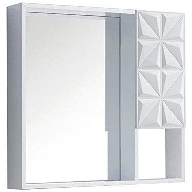 Imagem de Armário de espelho moderno montado na parede para banheiro, 70 x 70 x 11 cm, armário de espelho de banheiro montado na parede armário de armazenamento com espelho (cor: ouro champanhe) (branco puro)