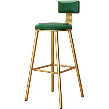 Imagem de AkosOL Banqueta de bar, cadeira alta, móveis domésticos, jantar, cozinha, ilha, banco com encosto quadrado, assento de couro PU, estrutura de metal e tapetes antiderrapantes cadeira de bar moderna