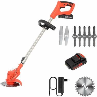 Imagem de Cortador de grama elétrico sem fio para ervas daninhas com bateria de 24V Cortador de grama elétrico tipo push-type ferramenta de jardinagem