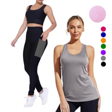 Imagem de Camiseta REGATA DRY Tecido Furadinho + CALÇA leg LEGGING BOLSOS Conjunto Fitness Feminino 632-Feminino