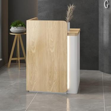 Imagem de Mesa de recepção, mesa de recepção moderna balcão frontal balcão de caixa de varejo, gaveta com trava para balcão de recepção, para pequenos bares, salão de beleza, loja de roupas, empresas (Cor: cor