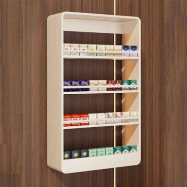 Imagem de Armário de exibição de cigarro de liga de alumínio montado na parede, rack de vitrines de varejo para supermercado, 50 x 8 x 70 cm, design branco elegante, ideal para merchandising de lojas de mercado