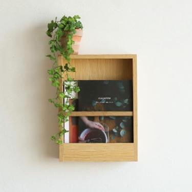 Imagem de Prateleiras flutuantes de madeira para decoração de parede - estante suspensa e porta-revistas, suporte de literatura de parede e organizador de correio para casa, escritório, café e sala de espera