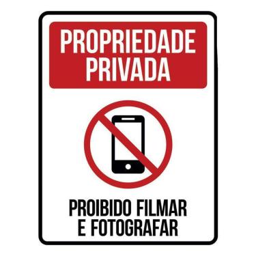 Imagem de Kit 3 Placas Propriedade Privada Proibido Filmar Fotografar