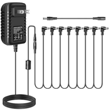 Imagem de Pigtone Adaptador de fonte de alimentação de pedal de guitarra, 9 V CC, 2A [2000 mA] com cabo de corrente de margarida de 8 vias para pedais de efeito de guitarra, compatível com a maioria dos pedais