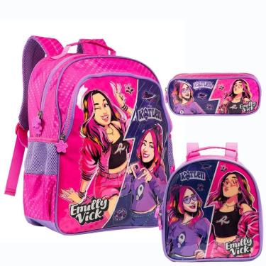 Imagem de Kit Mochila Costas 16 Lancheira Estojo Emilly Vick - Xeryus