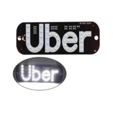 Imagem de Placa Uber Letreiro Luminoso Led Com Botão Liga/Desliga