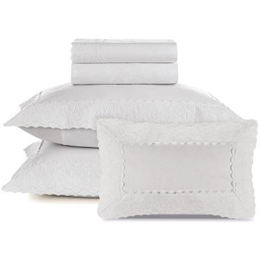 Imagem de Jogo de Cama Karsten Antonia 200 Fios 5 Peças Queen Branco