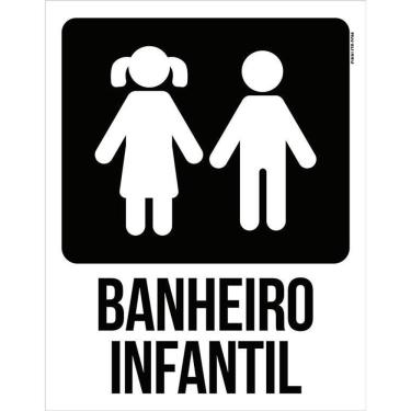 Imagem de Placa Banheiro Infantil - Menino E Menina Placa Branca 36X46