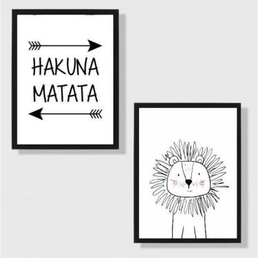 Imagem de Kit 2 Quadros Hakuna Matata Leãozinho 33X24Cm