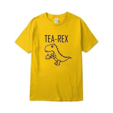 Imagem de Camiseta Masculina 100% Algodão, Casual, De Verão, Com Design De Dinos